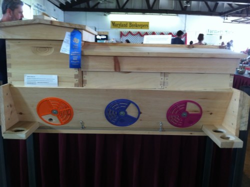 Combination langstroth hive and top bar, seen at a County Fair